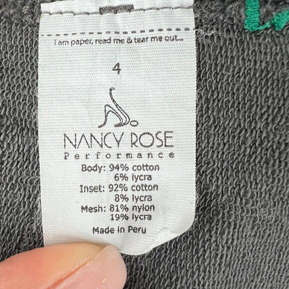 NANCY ROSE Gray Lightning Bolt Top Cotton Side Slit Crew Neck Performance Size 4 - Picture 9 of 10